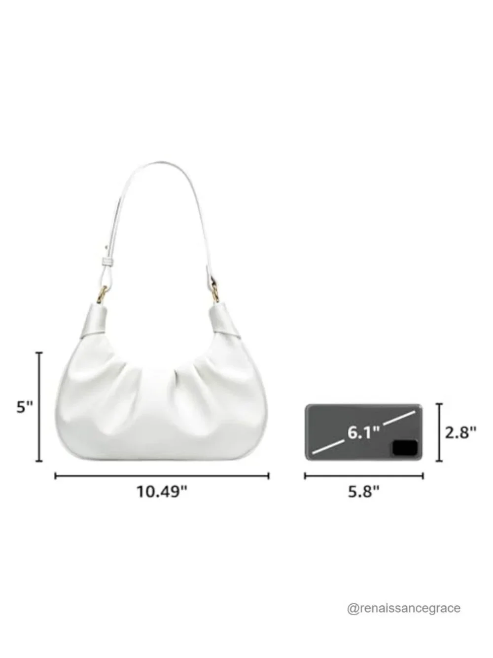 Faux Leather Crescent Hobo Bag Ruched Shoulder Bag Mini Purse